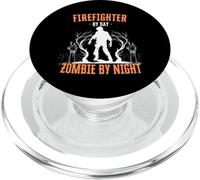 Pompier de Jour Zombie de Nuit Funny Halloween Creepy PopSockets PopGrip pour MagSafe