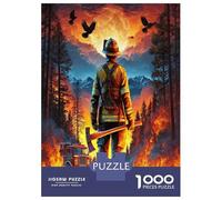 Pompier et feu de forêt 1000 Pièces Puzzle Premium Héroïsme Courageux Puzzle Classique Voitureton Épais - Ultra Dur, Anti-Stress Détente, Idéal pour Les Loisirs Indoor Amusants 70x50cm/1000pcs