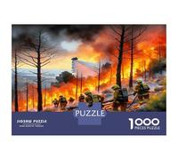 Pompier et feu de forêt 1000 Pièces Puzzle Réponse d'urgence Puzzle Premium Voitureton Haut De Gamme - Seniors, Concentration, Cadeau Maison Neuve Et Loisirs Indoor 38x26cm/1000pcs