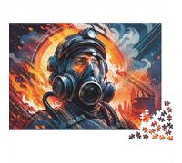 Pompier Masque Flammes Puzzle, 1000 Pièces pour Adultes Haute Qualité | 52x38cm Carton, Exercice Mental, Ajustement Serré, Amateurs D'art, Réduction Du Stress
