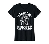 Pompier Monstre Cool Combattant monstrueux Pompier T-Shirt Graphique avec Valeur, Femme, Noir, L