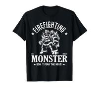 Pompier Monstre Cool Combattant monstrueux Pompier T-Shirt Graphique avec Valeur, Homme, Noir, M