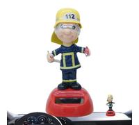 Pompier Pompier - 3,94 Pouces Solaire | ABS - Ornement De Pompir À Tête Secouée Solaire Écologique Cadeau De Décoration De Tableau De Bord Pour L'utilisation De L'appréciation De La Communauté Des Po
