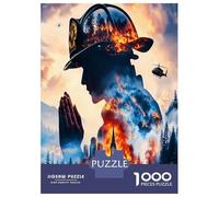 Pompier priant dans Les Flammes 1000 Pièces Puzzle Illustration héroïque Puzzle Premium Voitureton Épais - Ultra Dur, Détente Créativité, pour Les Adultes 70x50cm/1000pcs