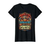 Pompier Sapeur-Pompier feu Vocation Incendie Original T-Shirt Graphique avec Valeur, Femme, Noir, S