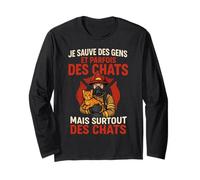 Pompier, Sauveur de Chats, Humour Manche Longue