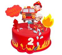 Pompiers Décoration de Gâteau, Pompiers Figurine Cake Topper, Camion de Pompiers Gâteau Décoration, Happy Birthday Topper Gâteau Décoration Cupcake Garçon Fille