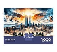 Pompiers et Tour 1000 Pièces Coffret Puzzle Honneur héroïque commémoratif Puzzle Carton Premium - Anti-Stress Déco, Cadeau Femmes Hommes Enfants, Développement Cognitif 52x38cm/1000pcs