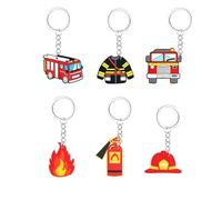 Pompiers Porte-clés,Camion de Pompier Porte-clés 12 Pièces Extincteur Casque Veste Porte-clés pour Clés de Voiture, Sac, Sac à Dos, Téléphone Portable Cadeau,Cadeau de fête, Fournitures de fête