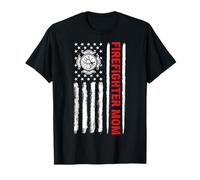 Pompiers Proud Firefighter Mom Drapeau USA Pompier Hero T-Shirt