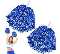 Pompom Girl Cheerleading Pompom Pompons De Pom-Pom Girl Avec Poignées Pompons De Sport Cheer 2Pcs Pour Matchs de Sport Pour Enfants Danse Esprit D'équipe Fête Costumée (bleu)