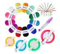 Pompom Maker 4 tailles Pom Pom Makers pour peluche Ball Weaver Aigele Craft DIY Laine outil de tricotage de tricot decoration + 12PS YARN acryliq