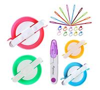 Pompom Maker Kits, Pom pom Knitting Loom Kit Fluff Ball Weaver Needle Craft DIY Knitting Crochet Craft Tool Kit, 4PS Pompom Maker+10PS Knitting Stitch Markers+10PS Plastic Needles (25)