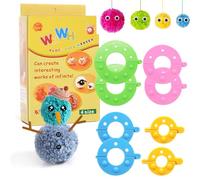 Pompom Makers, Lot de 8 boules torsadées (3,5/5,5/7/9 cm), kit pour Pom Pom Maker, outils pour faire du pon, convient pour les projets de bricolage et d'artisanat en laine