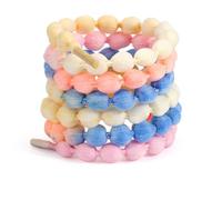 Pompoms Lot de 2 paires de lacets ronds colorés pour femme et fille - Diamètre : 0,9 cm, Rose, bleu et orange, 120