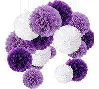 MAKFORT Pompon Bleu Pompon Papier Soie Papier Fleur Pompon Boule à Suspendre 6",10",12" décor Mariage fête Anniversaire Happy Birthday Lot de 15 Bleu