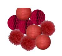 Pompon en papier Lanterne ronde en papier à suspendre for fête de mariage, 15,2 cm, 20,3 , 25,4 , 30,5 , décoration for baptême, anniversaire, Noël, vacances(Red Set,12inch(30cm))