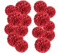 Pompon Papier de Soie Rouge Saint Valentin Noël Deco Pompom Decoration Fleur Boule Mariage Suspendu pour Anniversaire Maison Chambre Fete Jardin Baptême 15pcs (5pcs 15/20/25cm)