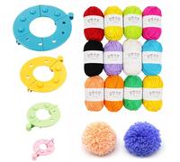 Pompon, Pompom Loisir Creatif, Outil pour Activités Parent-Enfant, Création de Cadeaux Personnalisés, 4 Tailles avec Fil à 12 Couleurs