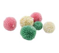 Pompon rond en laine bleu rose et beige 20 pièces