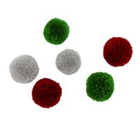 Pompon Rond En Laine Rouge Vert Et Gris 20 Pièces