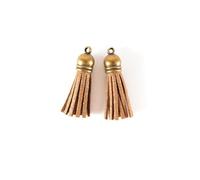 Pompon suédine Doré pailleté - 4 cm - 2 pcs