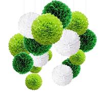 Pompon Vert Pompon Papier Soie Papier Fleur Pompon Boule à Suspendre 6",10",12" décor Mariage Anniversaire Happy Birthday fête Lot de 15 Vert…