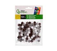 Pompons artisanaux colorés Liderpapel 1 cm nuances neutres sachet de 120 pièces.