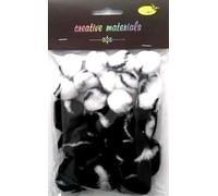 Pompons bicolores blancs et noirs 25-40mm 21pcs