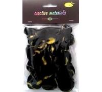 Pompons bicolores noir et jaune 25-40mm 21pcs