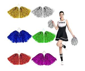 Pompons Cheerleader 12 pièces 6 couleurs Pompes Pom Pom Accessoires Cheerleading Pour Enfants Aérobic Danse Pompon Sport Esprit d'équipe Acclamation Nuit Costumée Fête