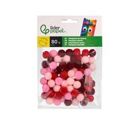 Pompons colorés Liderpapel 1,5 cm nuances rouges sac de 80 pièces.