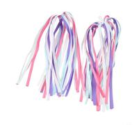 Pompons colorés pour guidon de vélo pour enfant - Pour scooter, draisienne - Fil en plastique élastique souple - Ruban décoratif - Sans danger - Jaune et rose (violet rose)