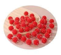Pompons de Noël, 900 pièces Pompons pailletés 10 mm, Décorations de Noël, Boule fil, Paillettes colorées, à coudre, Boules paillettes(Flammenrot)