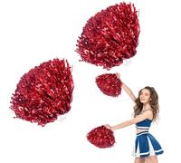 Pompons de Pom-Pom Girl, 2 Pièces Pompom Girl Cheerleading Pompons, Cheer Leader Poms, Métallique Brillante Pom, Cheerleading Pompons avec Poignée, pour matchs de Sport, Performance sur scène