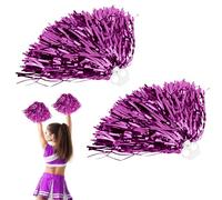 Pompons de Pom-Pom Girl, 2 Pièces Pompom Girl Cheerleading Pompons, Pompons de Pom-Pom Girl avec poignée, Cheer Leader Poms, Métallique Brillante Pom, pour Sport,Compétition,événements sportifs