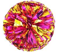 Pompons de Pom-Pom Girl, Lot de 2 Boules Velours for Pom-Pom Girl, 32 cm, avec poignée à Double Trou, for décoration fête, Concert, Danse et Sport(Rose+Gold)