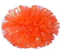 Pompons de Pom-Pom Girl, Lot de 22 Boules Velours for Pom-Pom Girl, Pompons en Plastique Arc-en-Ciel, Accessoires ravitaillement for Filles, poignée bâton, ne se décolore Pas(Orang Red,36cm)