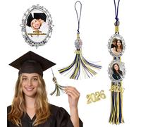 Pompons de Remise de Diplômes Personnalisés 2026 Décorations de Chapeau de Graduation Cadeau de Fin D'études pour Petit Ami Petite Amie Fils (Bleu royal et or)