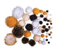 Pompons Metallic, Assortis, Noir - Or, Coul.+Tailles Assorties, 50 Pces