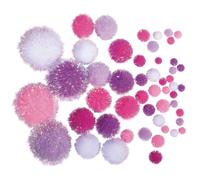 Pompons Metallic, Assortis, Rose Foncé - Blanc, Coul.+Tailles Assorties, 50 Pièces