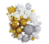 Pompons pailleté glitter Doré Argenté et blanc 100