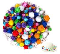 Pompons pailletés avec pastilles Pompons créatifs scintillants 500 pièces 5 tailles différentes, couleurs vives et paillettes, pour DIY décoration et accessoires, 1 à 3 cm