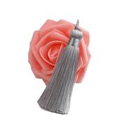 Pompons, pompons pour l'artisanat, Lot de 2 pompons en soie et polyester for bijoux, garnitures for loisirs créatifs, 5 cm long, petits for rideaux pendentifs(Gray)