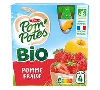 POM'POTES | Bio Pomme Fraise 4X90G-360G | Lot De (3) | livraison offerte