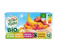 POM'POTES | Bio Pomme Mirabelle Framboise Banane 12X90G-1080G | Lot De (2) | livraison offerte