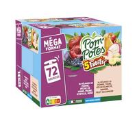 POM'POTES Compote 5 Fruits Sans Sucres Ajoutés - 72 Gourdes de 90g - Mélanges Pomme Pêche Prune Myrtille Mûre & Pomme Poire Pêche Banane Fruit du Dragon - Origine France - Format Familial