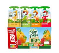 POM'POTES® Compote BIO Pomme Poire Abricot Fraise 20x90g