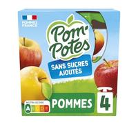 POM'POTES - Compote de Pomme Sans Sucres Ajoutés, Texture Onctueuse, 4x90g - Lot De 4