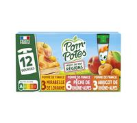 POM'POTES - Compote Fruit Nos Régions Multi Variété Pêche Mirabelle Abricot, 1080G - Lot De 3